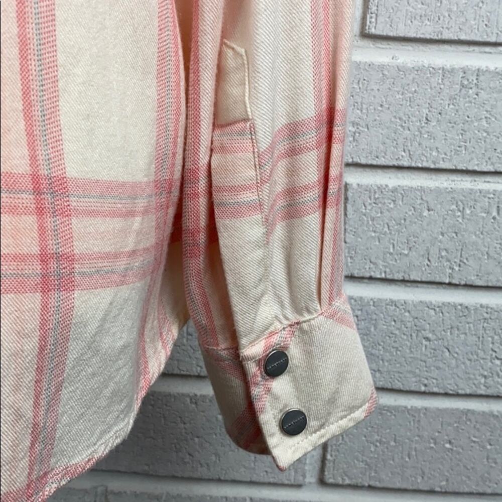 Sanctuary Women's Pink & White Plaid Long Sleeve Button Down Shirt Size Small - Picture 8 of 11